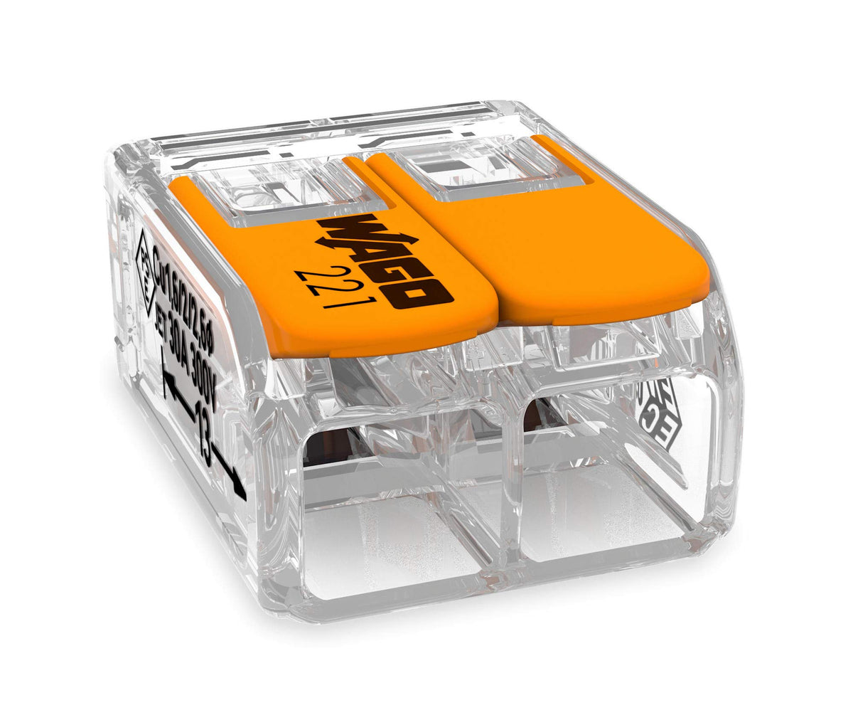 WAGO 221-612 lever-nuts compact 2-conductor setup for quick inline connections
