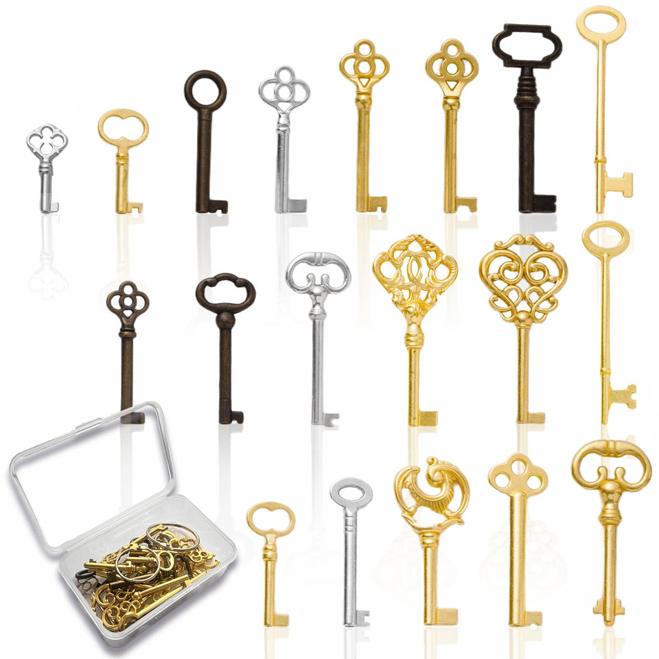 WAH LIN PARTS 19-piece skeleton keys collection for vintage furniture, easy access to antique locks.
