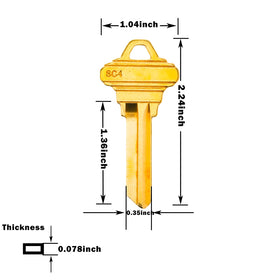 WAH YUE HING uncut brass SC4 key blanks for customization
