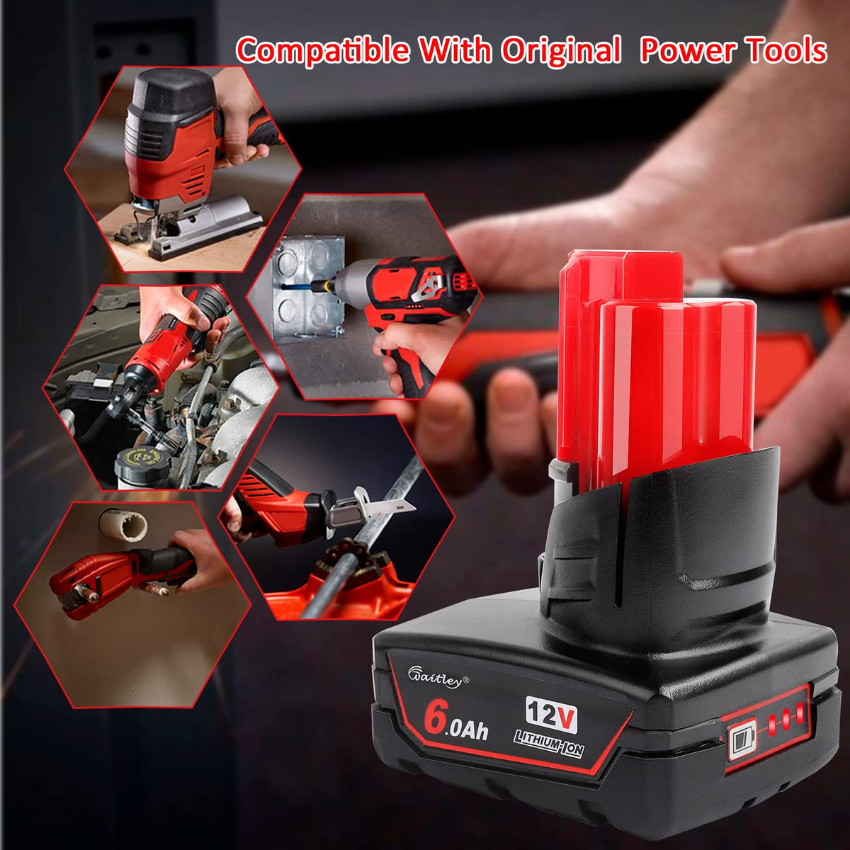 Waitley 12V 6Ah battery use case installation showing seamless compatibility