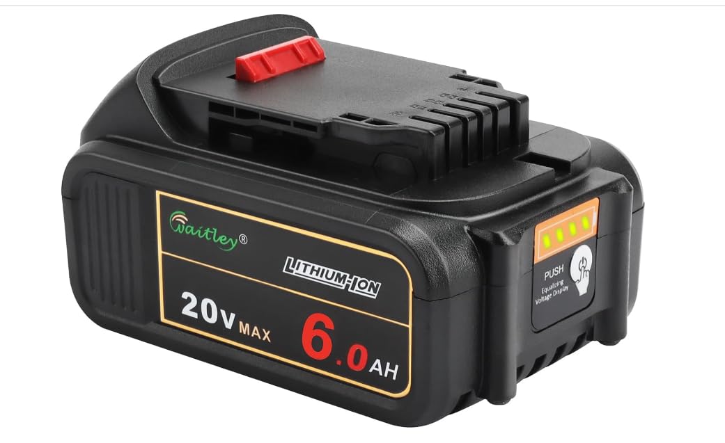Waitley 20V 6.0Ah battery for DCB200 delivers reliable power for cordless tools.