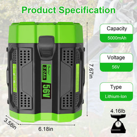 Waitley 56V 5Ah battery top view showing compact form factor