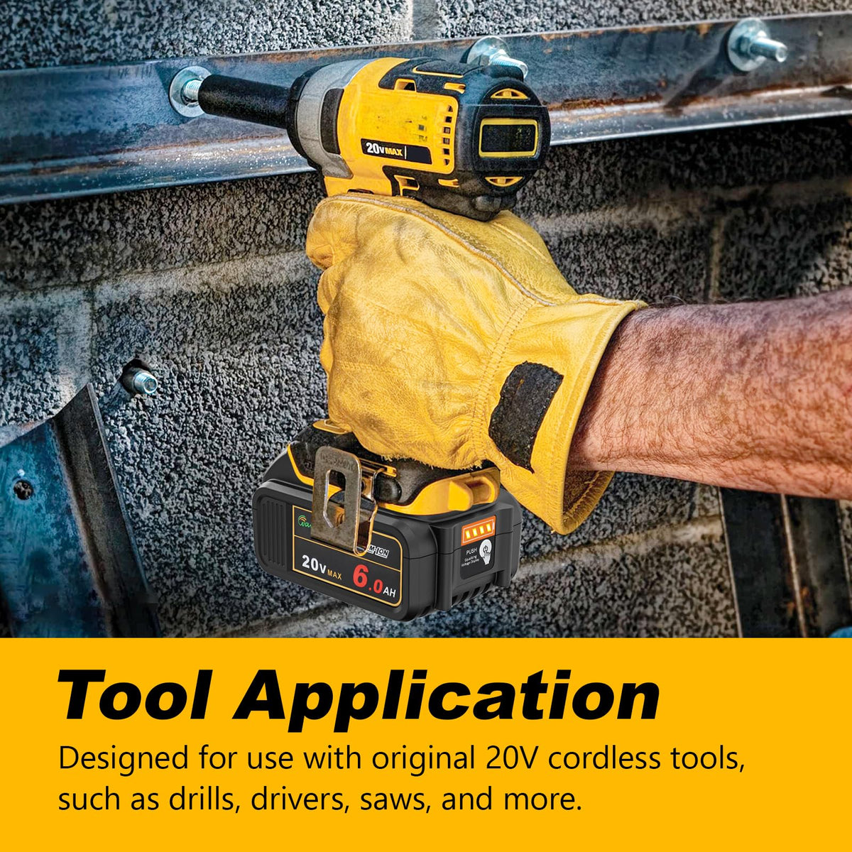 Waitley battery in use with a cordless tool on a jobsite.