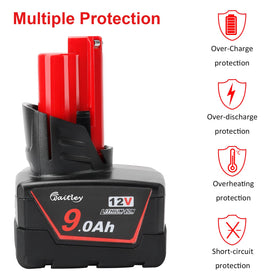 Waitley 12V battery with microchip for overcharge protection features.