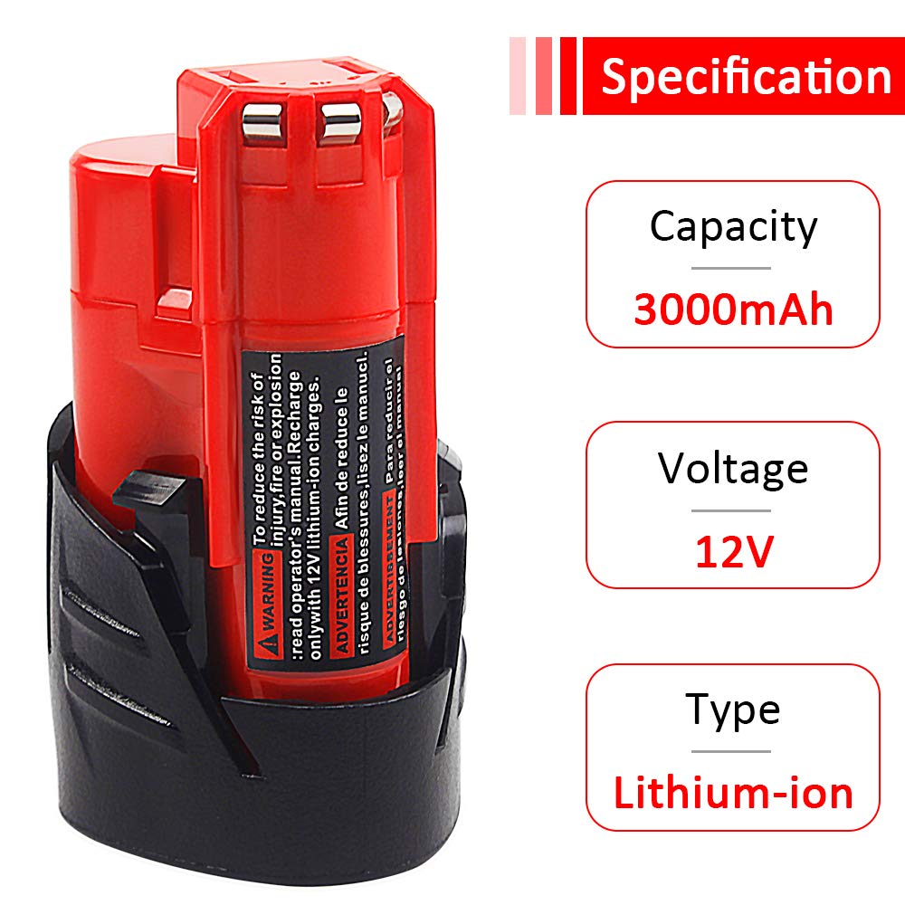 Waitley battery side view showing compact two-pack design for Milwaukee tools.