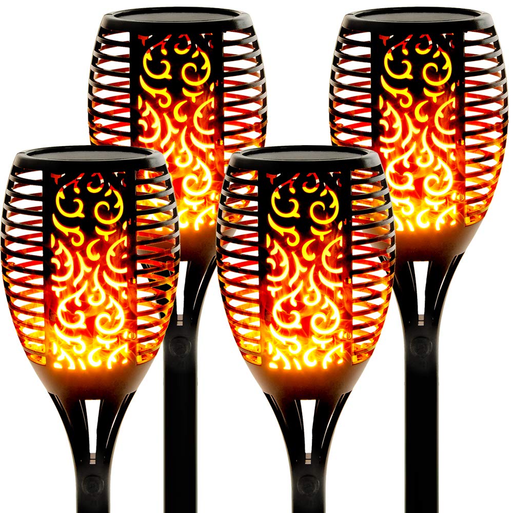 Walensee solar torch 43in flame setup for garden path illumination at night