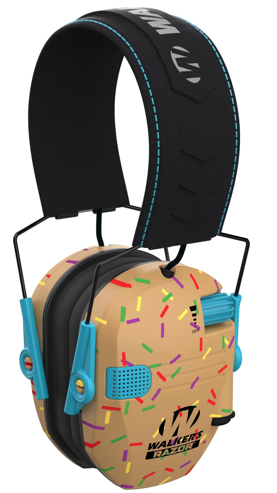 Walker's Razor Ear Muffs front view with golden brown sprinkles, stylish protection