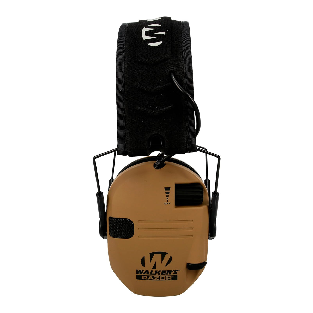 Walker's Razor Slim electronic muff battle brown side view showing slim profile