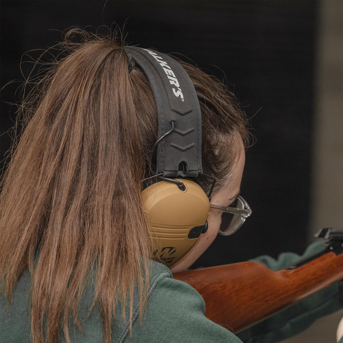 Walker's Razor Slim worn for all-day hearing protection during activity
