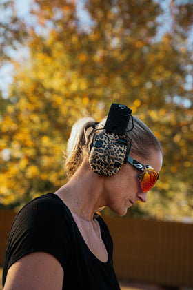 Walker's Razor Slim Leopard earmuffs with rugged coating to resist wear.