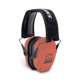 Walker's Razor Slim Passive Muff folded for easy carry on the range