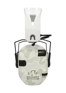 Walker's Razor electronic muff shows built-in mics and speakers for clear ambient audio.