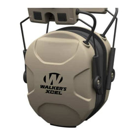 Walker's XCEL 100 digital muff in-use beige fits comfortably during long shoots.