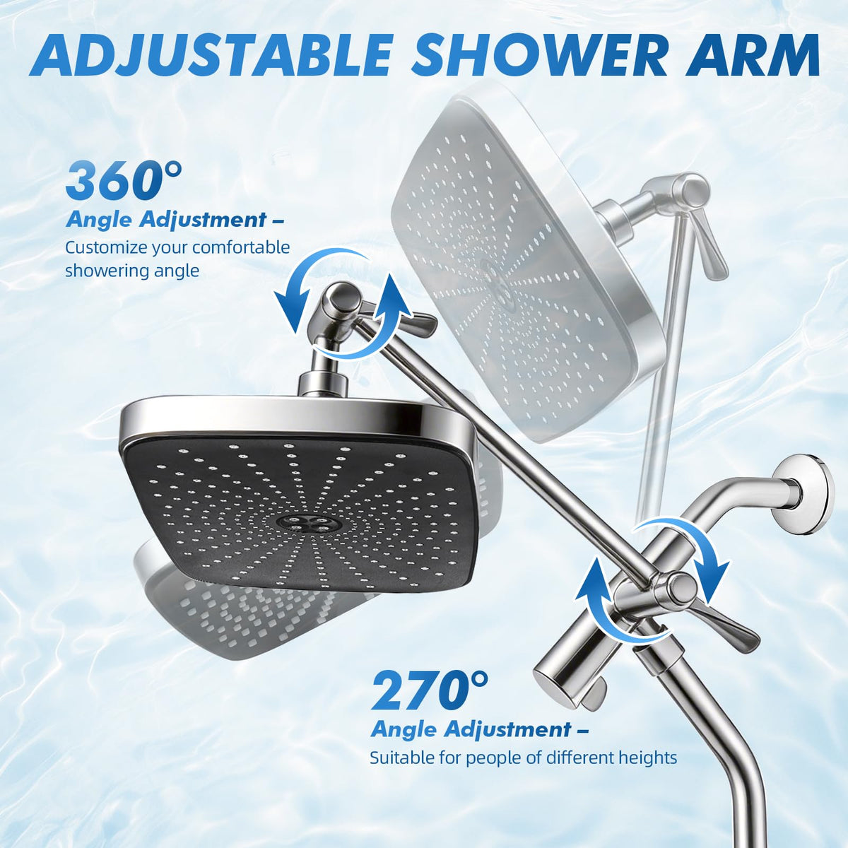 Walkinstin 10 inch vertical adjustment for personalized shower height