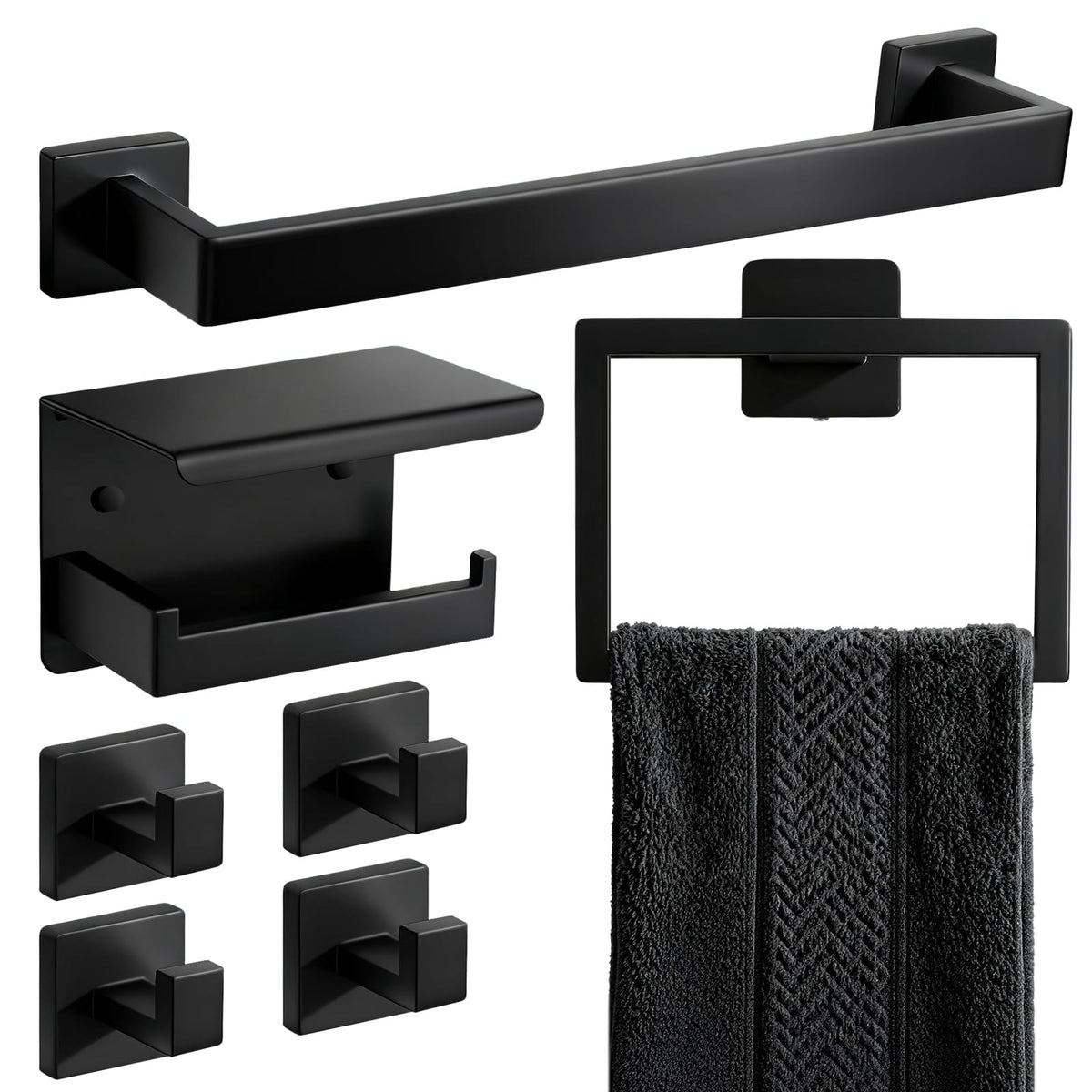 Walkinstin 16-inch towel bar adds convenient, tidy bathroom storage.