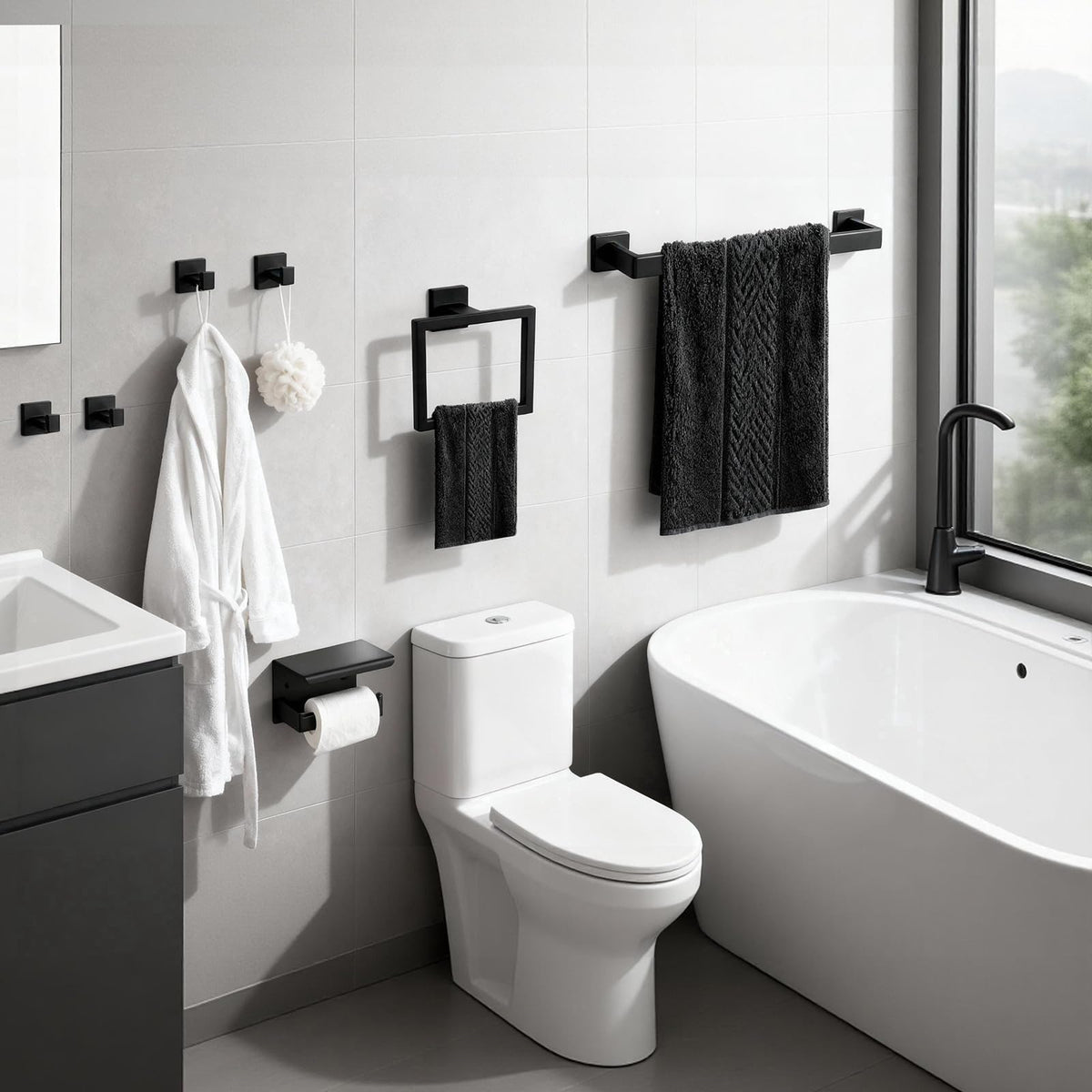 Walkinstin wall-mounted design saves counter space in bathrooms.
