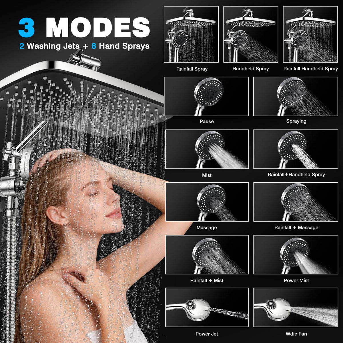 Walkinstin handheld shower with magnetic dock for precise rinsing and easy detachment