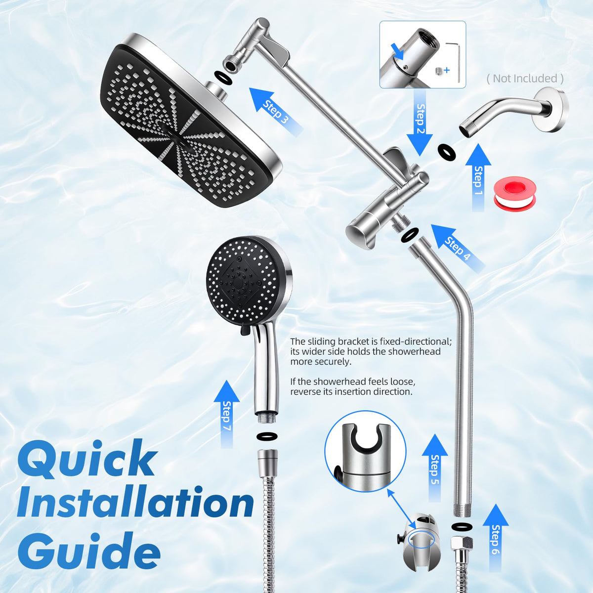 Walkinstin two in one rainfall and handheld massage for versatile showers