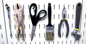 Wall Control extended hooks 9-inch reach for long tools.