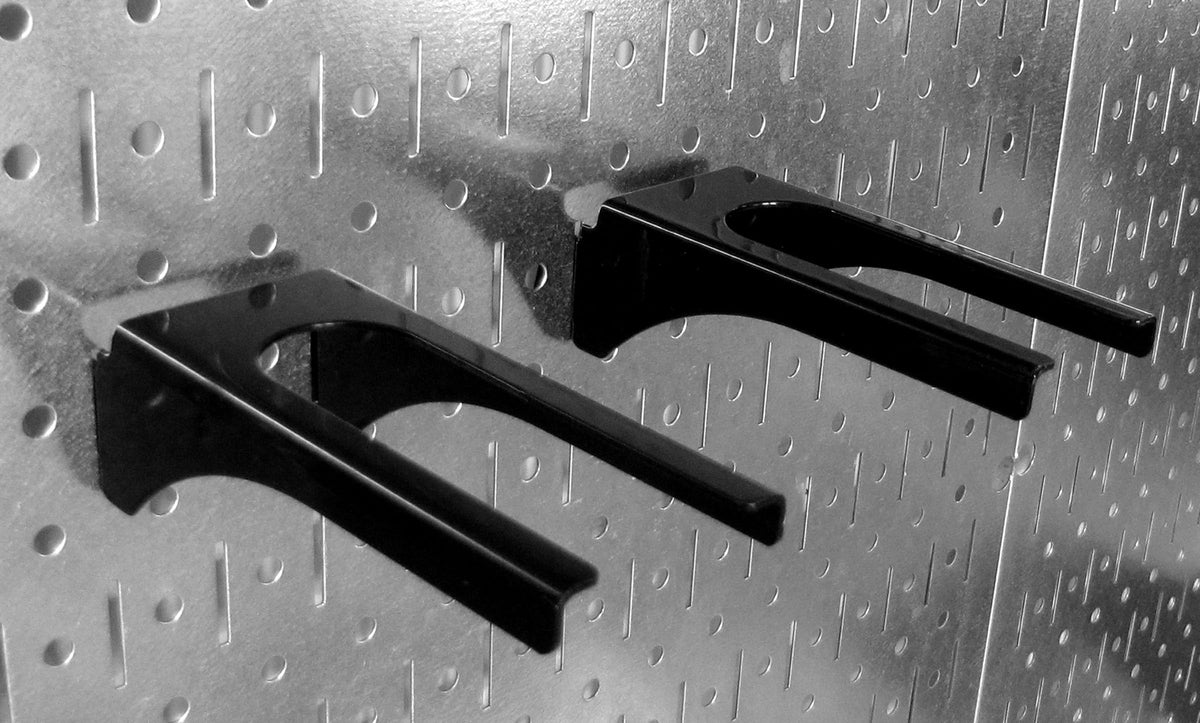 Wall Control medium 90° hooks keep cords neatly stowed and accessible.