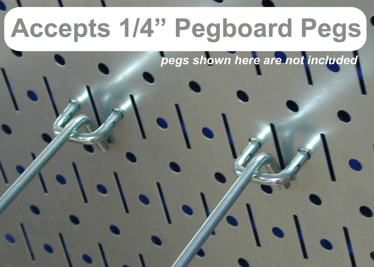 Wall Control metal pegboard with slotted accessories demonstrating versatile storage