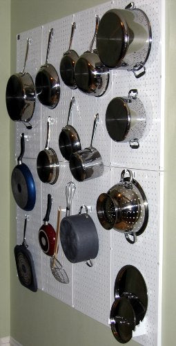 Wall Control white finish resists rust for long-lasting garage organization.