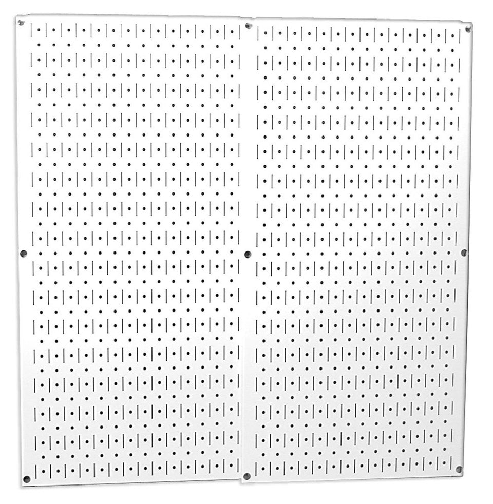 Wall Control white metal pegboard panel front view showing sturdy 20-gauge steel for durability.