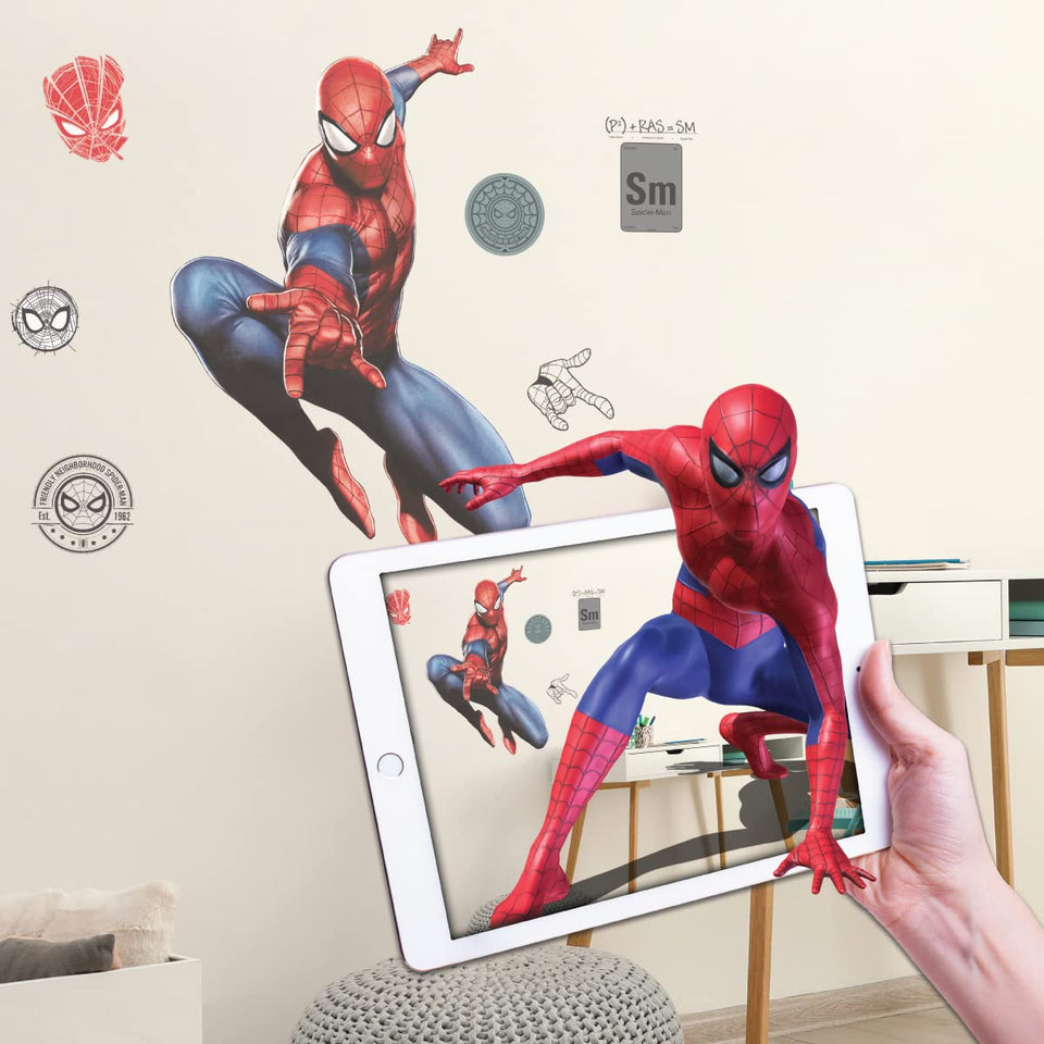 Wall Palz Spider-Man AR swing wall decal enhances kid's play space.