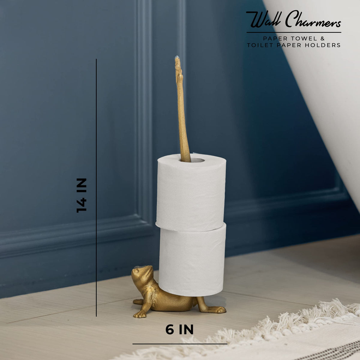 18-6-inch height of WallCharmers frog holder makes a bold statement on a shelf or counter