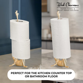 Countertop use of WallCharmers frog holder adds whimsy and easy access to towels