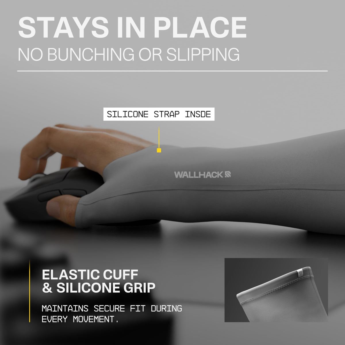 Wallhack Gaming Pro Sleeve reinforced stitching supports long-lasting durability.