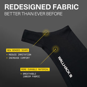 Wallhack Gaming Pro Sleeve palm-closeup shows breathable 180gsm fabric in action.