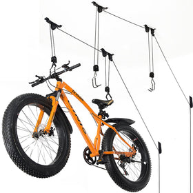 Wallmaster ceiling bike mount hanger securely suspends your bike while saving floor space