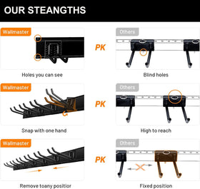 Wallmaster 96-inch tracks provide a long rail system for scalable organization.