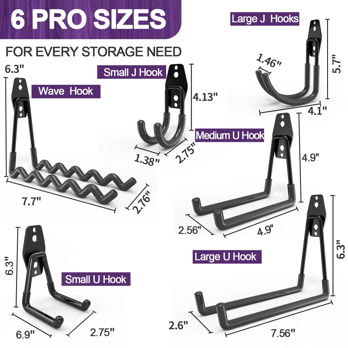 Organized garage space using Wallseffic hooks to maximize floor area