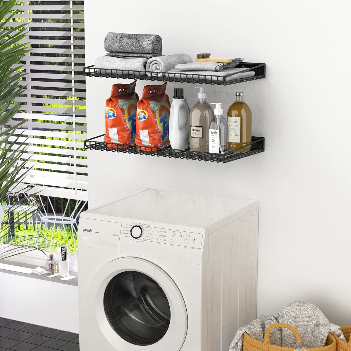 WALMANN 2-pack wall shelf installed in studs for secure mounting and stability.