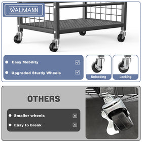 WALMANN heavy-duty steel frame with black coating withstands garage use.