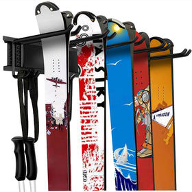 WALMANN ski wall rack holding ten pairs of skis neatly for organized garage storage