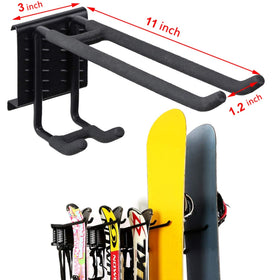 WALMANN ski wall rack with adjustable hooks showing customizable storage