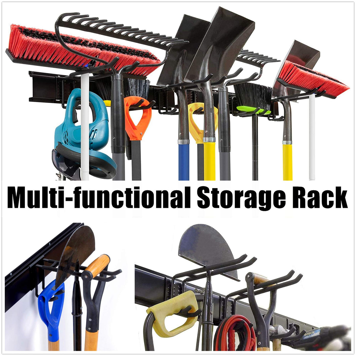 WALMANN ski wall rack with poles stored alongside skis