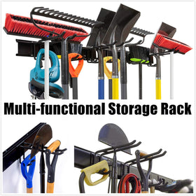 WALMANN ski wall rack with poles stored alongside skis