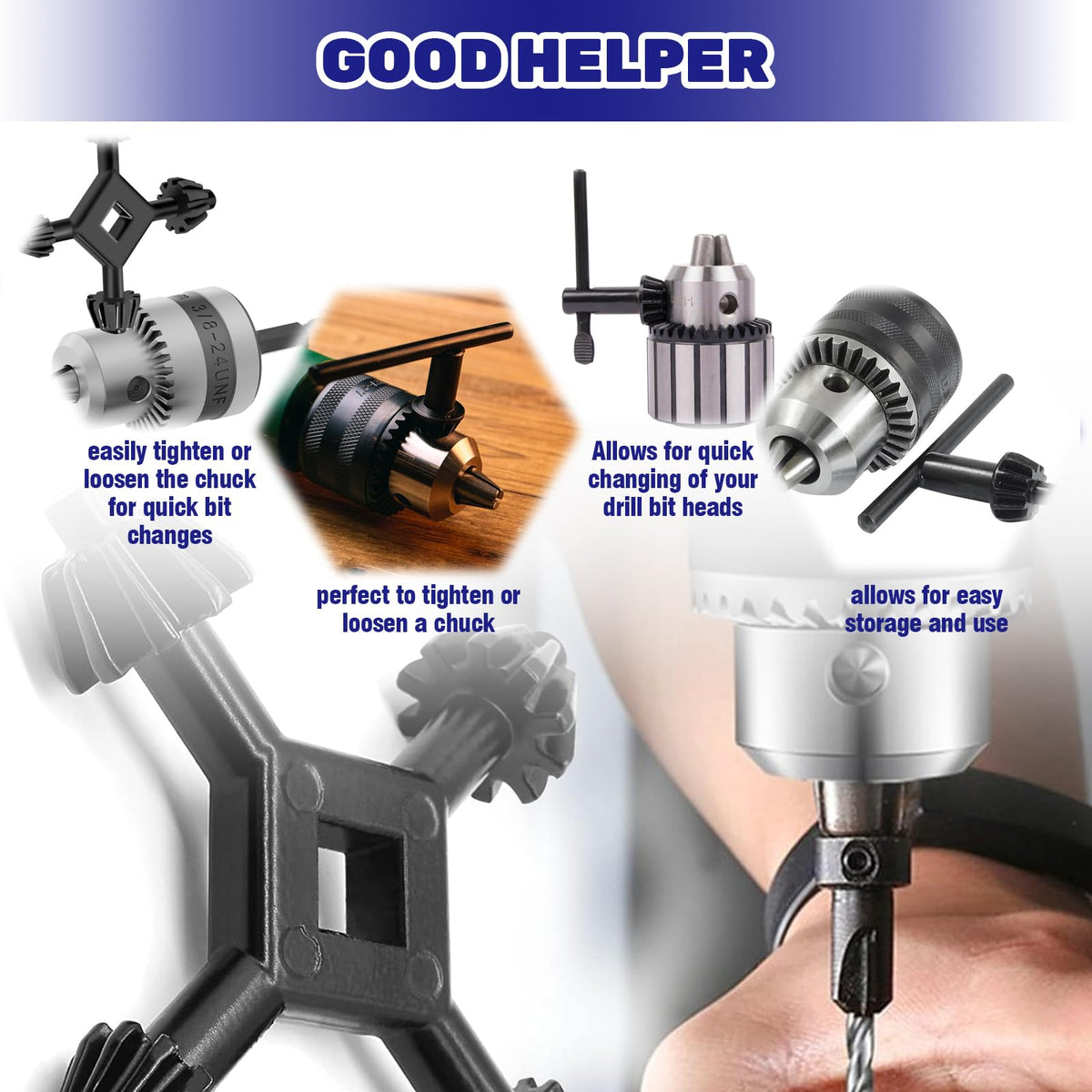 Waltool 16-teeth chuck key tool simplifies size identification during work.