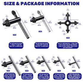 Waltool 4-way chuck key assembly provides versatile grip for secure tightening.