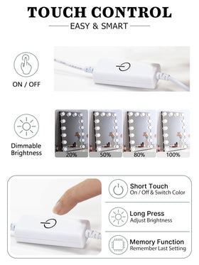 Waneway 6000K cool white light enhances visibility for makeup application.
