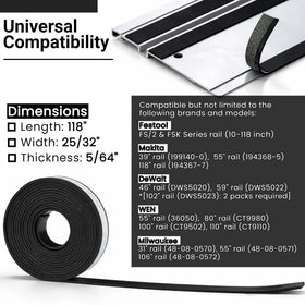 Wangenbro universal guide rail compatibility for Makita, Festool, DeWalt, Milwaukee saws.