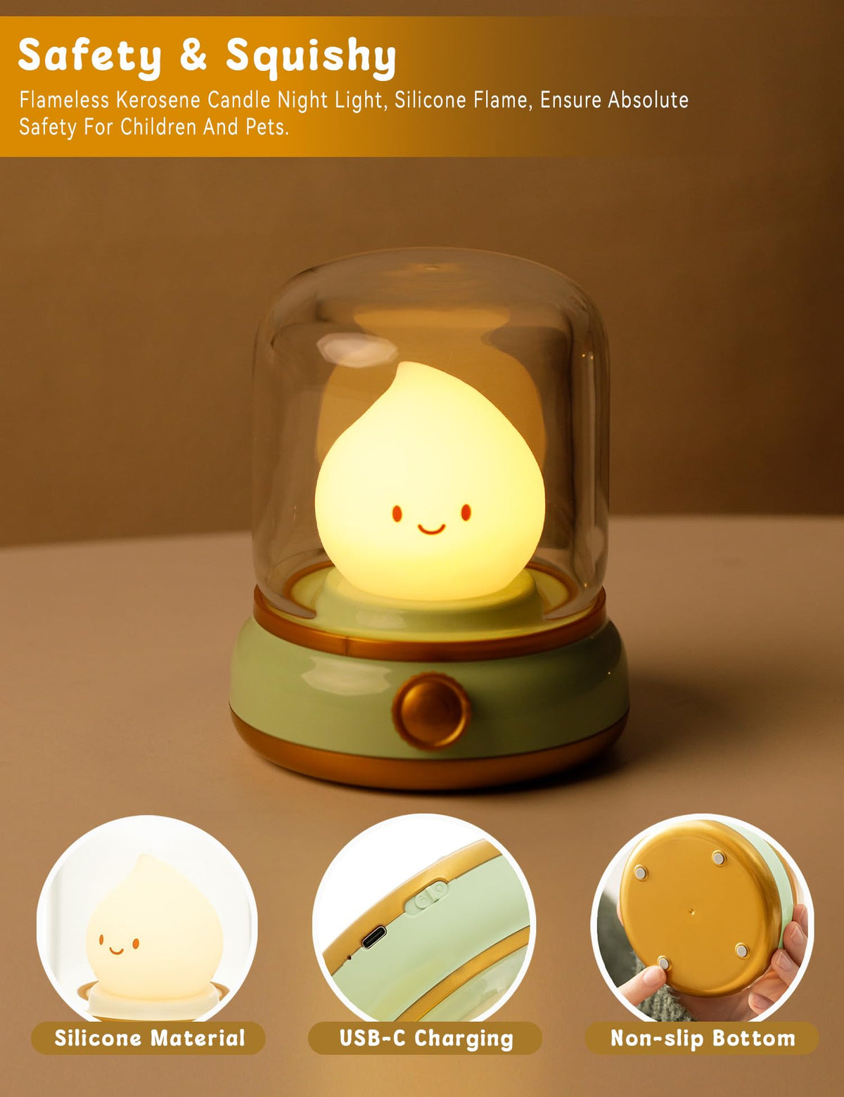 WANIDEA Cute Chibi Flame Lamp dimming control improves ambiance