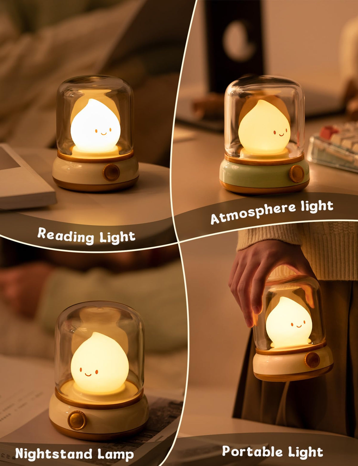 WANIDEA Cute Chibi Flame Lamp rechargeable power enables cordless use