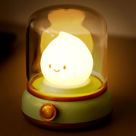 WANIDEA Cute Chibi Flame Lamp side view delivers soft, cozy glow for nights