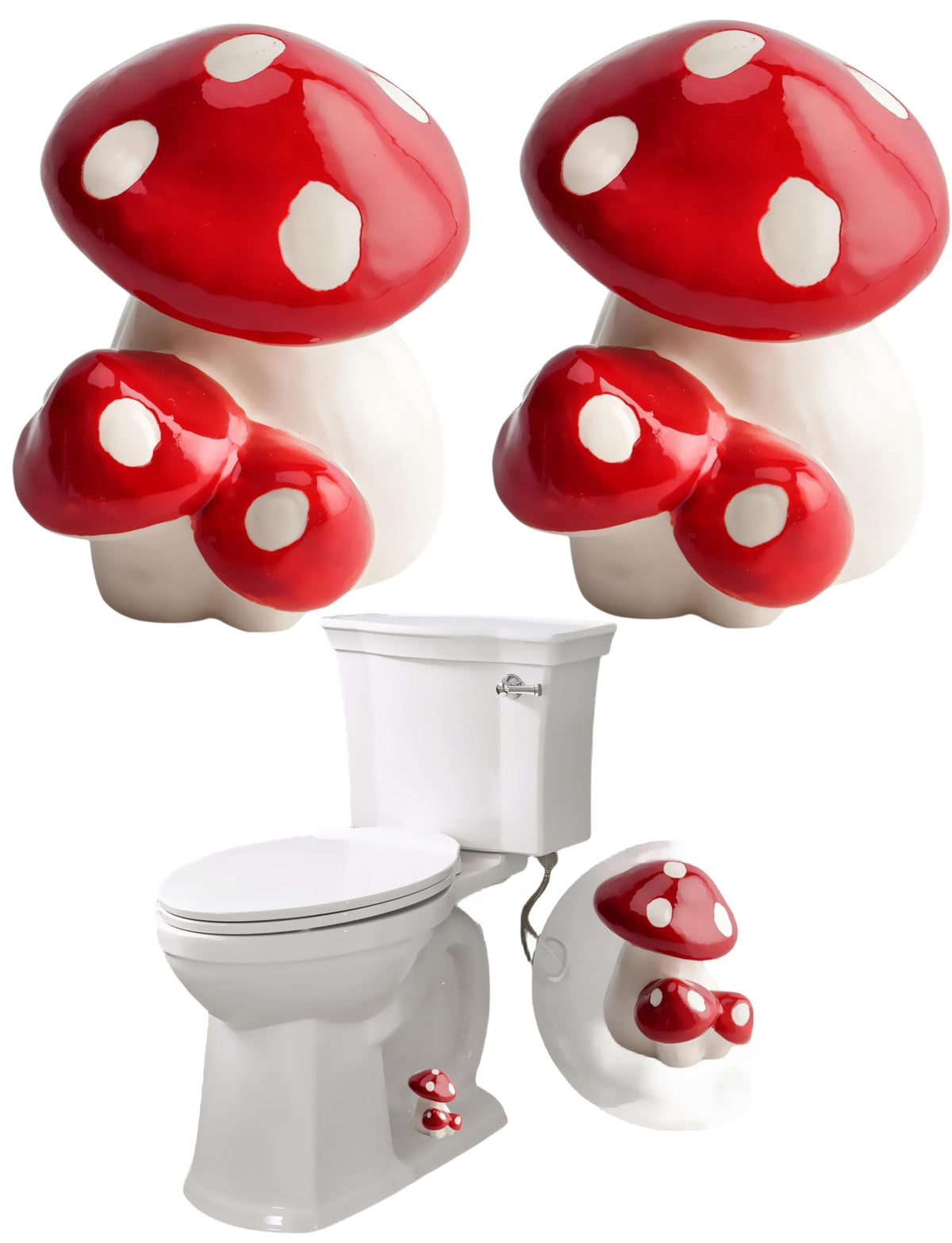 WANSHUNLMI red mushroom toilet bolt cover, large size, conceals bolts with playful decor.