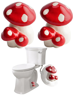 WANSHUNLMI red mushroom toilet bolt cover, large size, conceals bolts with playful decor.